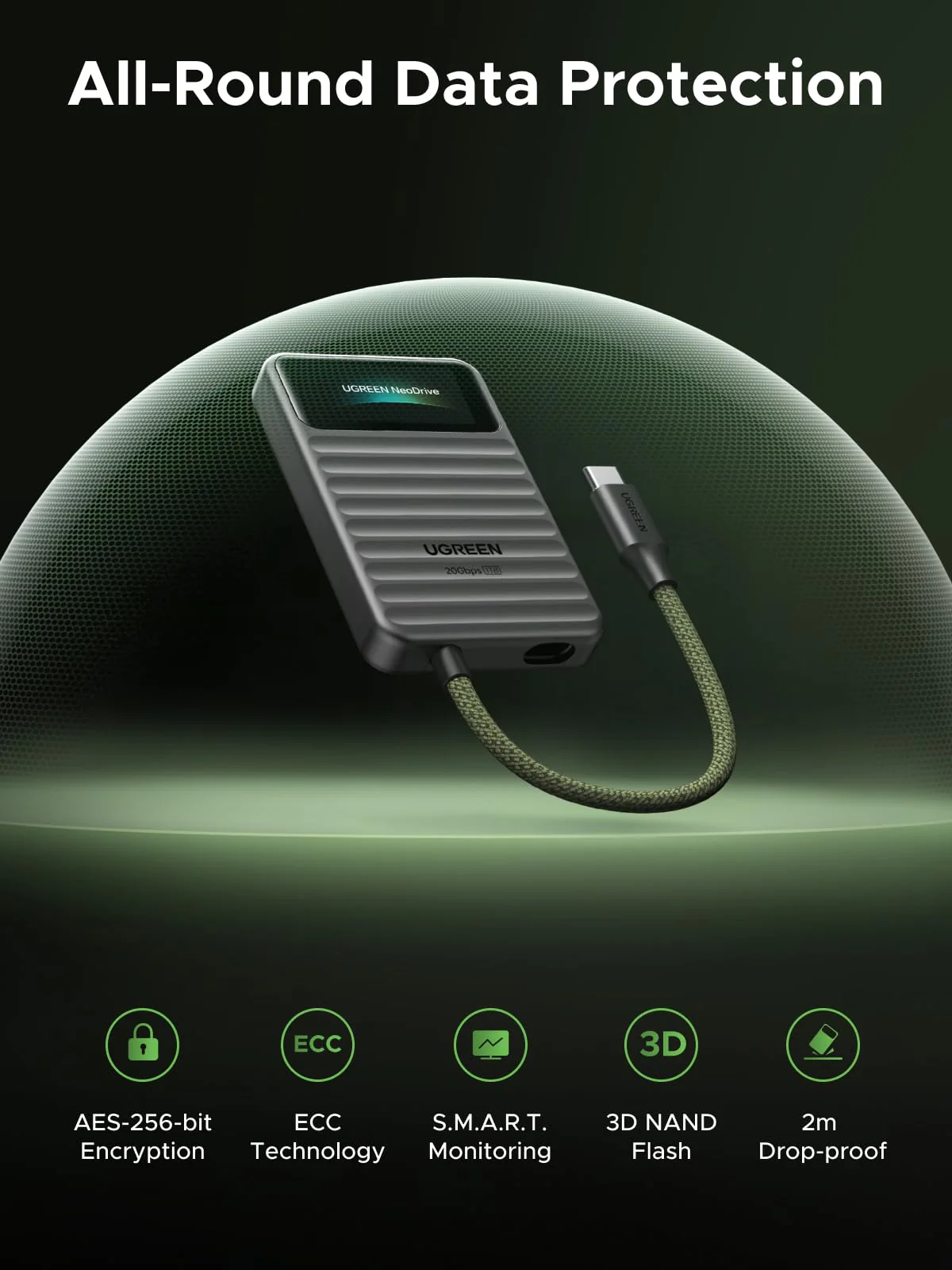 UGREEN USB 3.2 External Portable Hard Drive (1TB, Up to 2000MB/s, 20Gbps) - Image 5