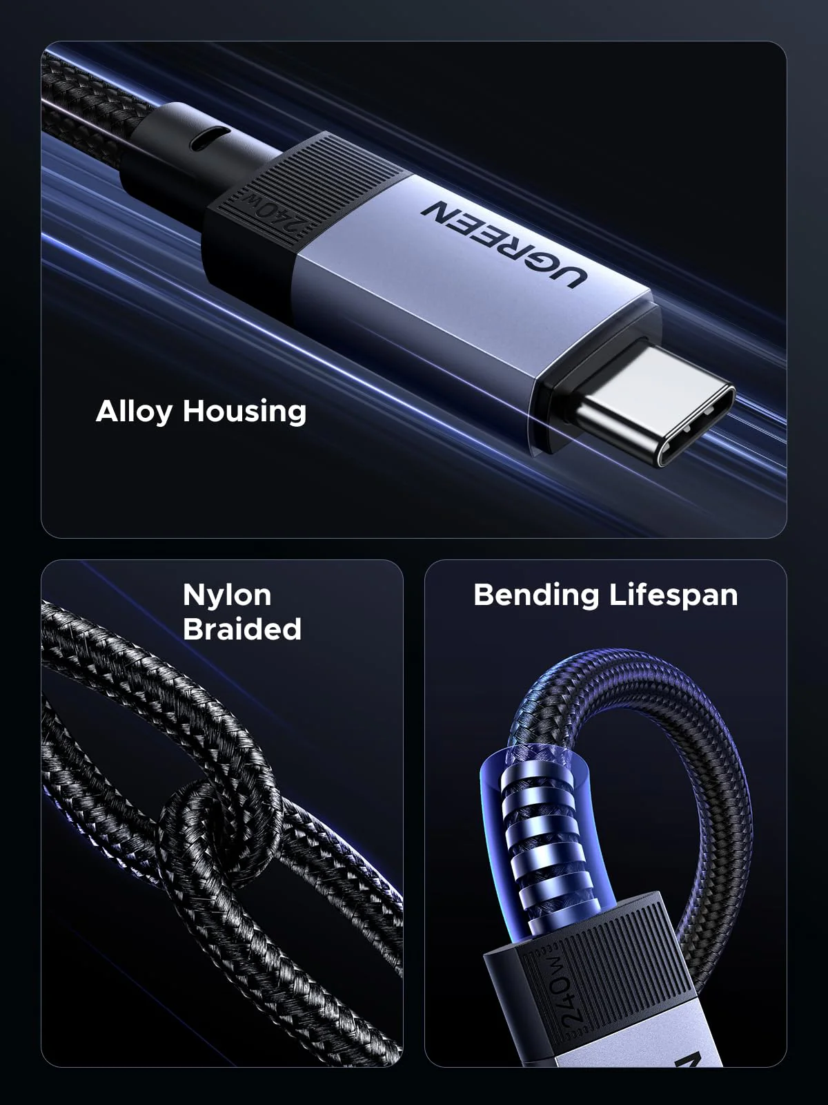 UGREEN USB-C Cable (240W, 10Gbps, 4K@60Hz) - Image 5