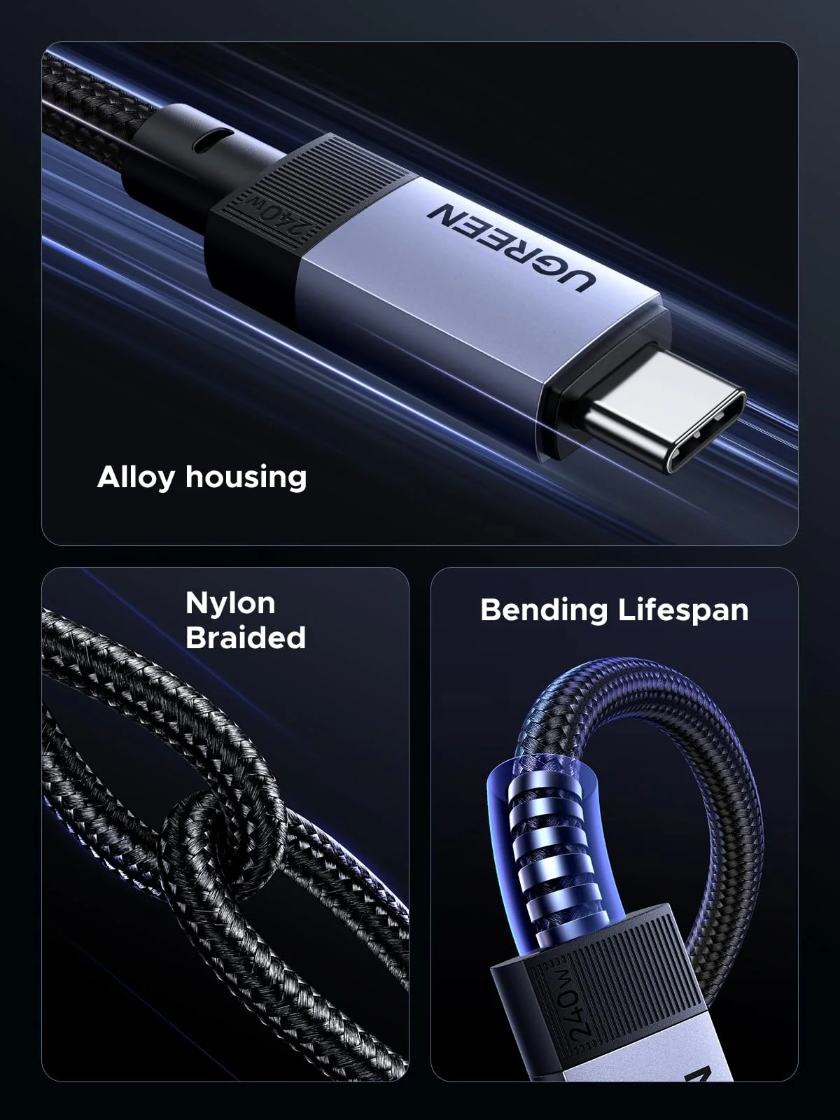 UGREEN USB-C Cable (240W, 40Gbps, 8K@60Hz) - Image 5