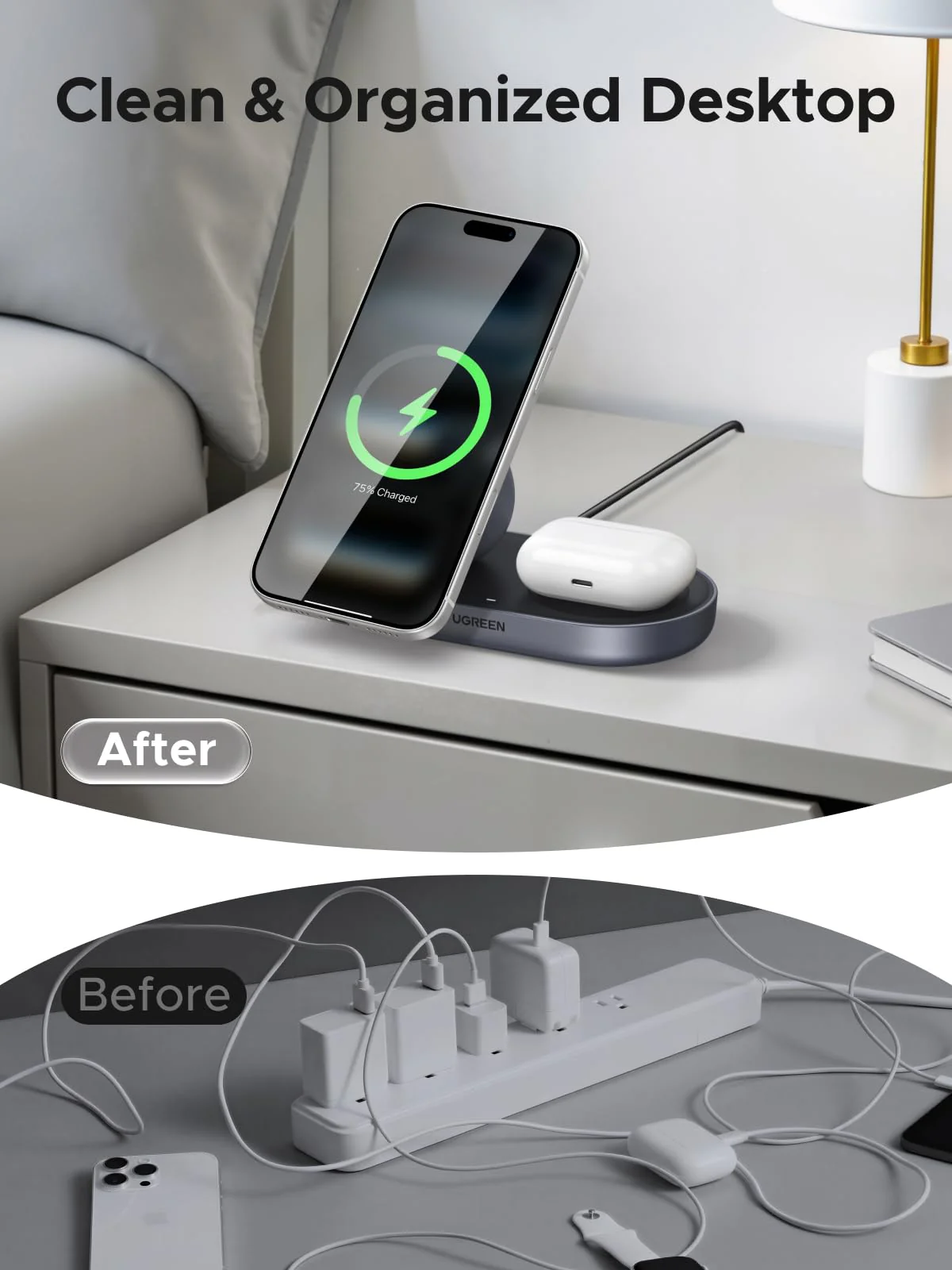 UGREEN Zapix 2-in-1 Magnetic Charger Stand (Qi2 25W, MagSafe Compatible) - Image 9