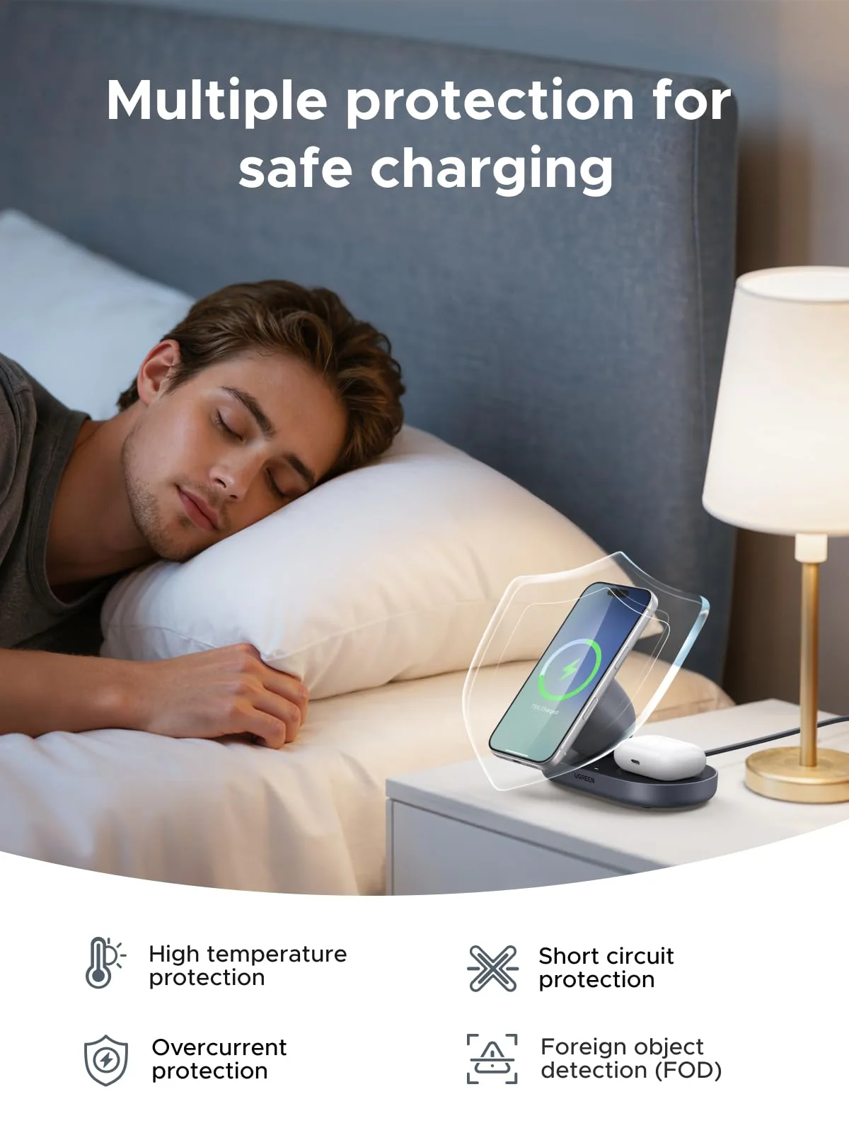 UGREEN Zapix Magnetic Wireless Charger (2-in-1, Qi2 15W, MagSafe Compatible) - Image 6
