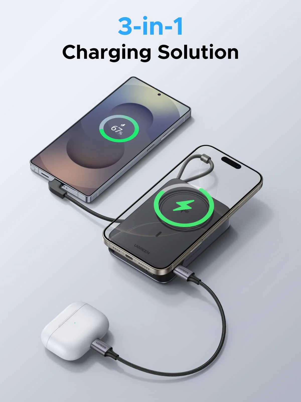 UGREEN Zapix 15W Magnetic Power Bank (10000mAh, 30W Fast Charging, Qi2 ) - Image 6